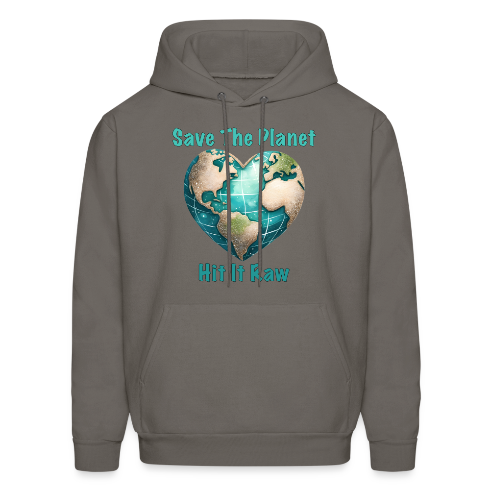Save The Planet Hit It Raw Hoodie (Fun Environmental Awareness) - Color: asphalt gray