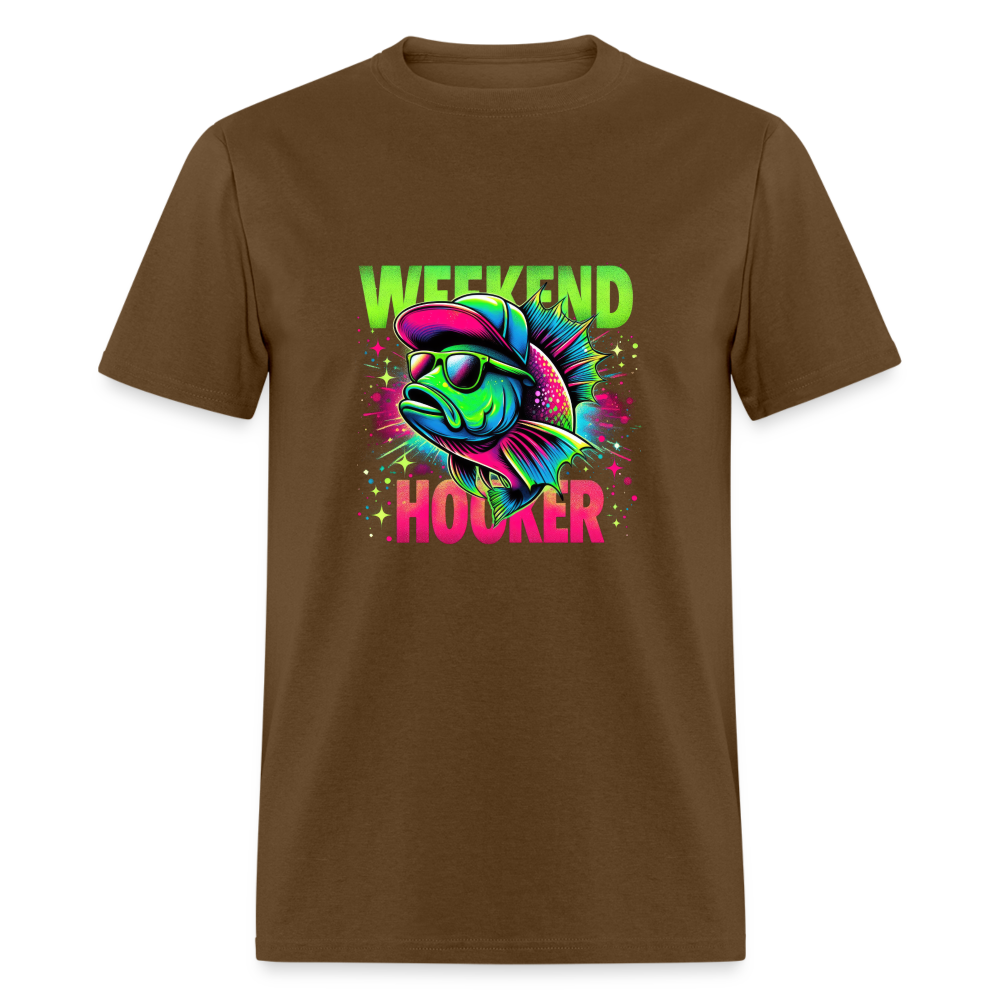 Weekend Hooker (Fishing) T-Shirt - Color: brown