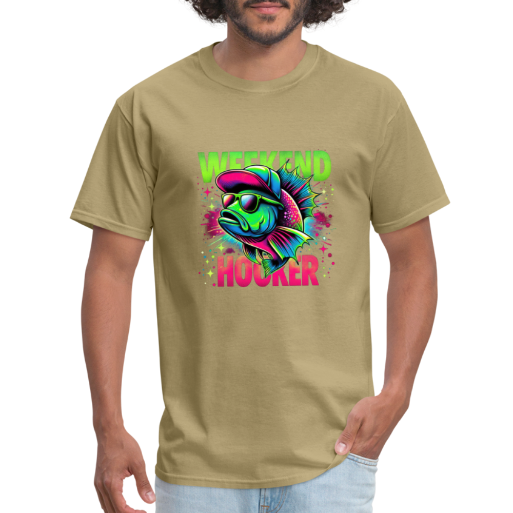 Weekend Hooker (Fishing) T-Shirt - Color: khaki