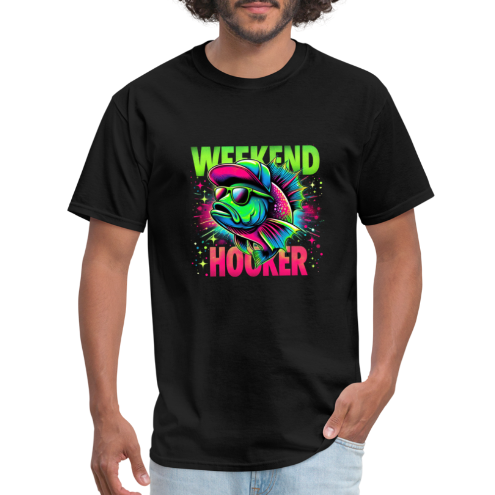 Weekend Hooker (Fishing) T-Shirt - Color: black