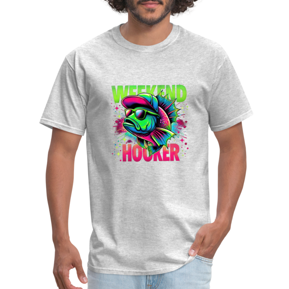 Weekend Hooker (Fishing) T-Shirt - Color: heather gray