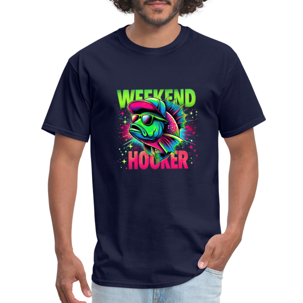 Weekend Hooker (Fishing) T-Shirt - Color: navy
