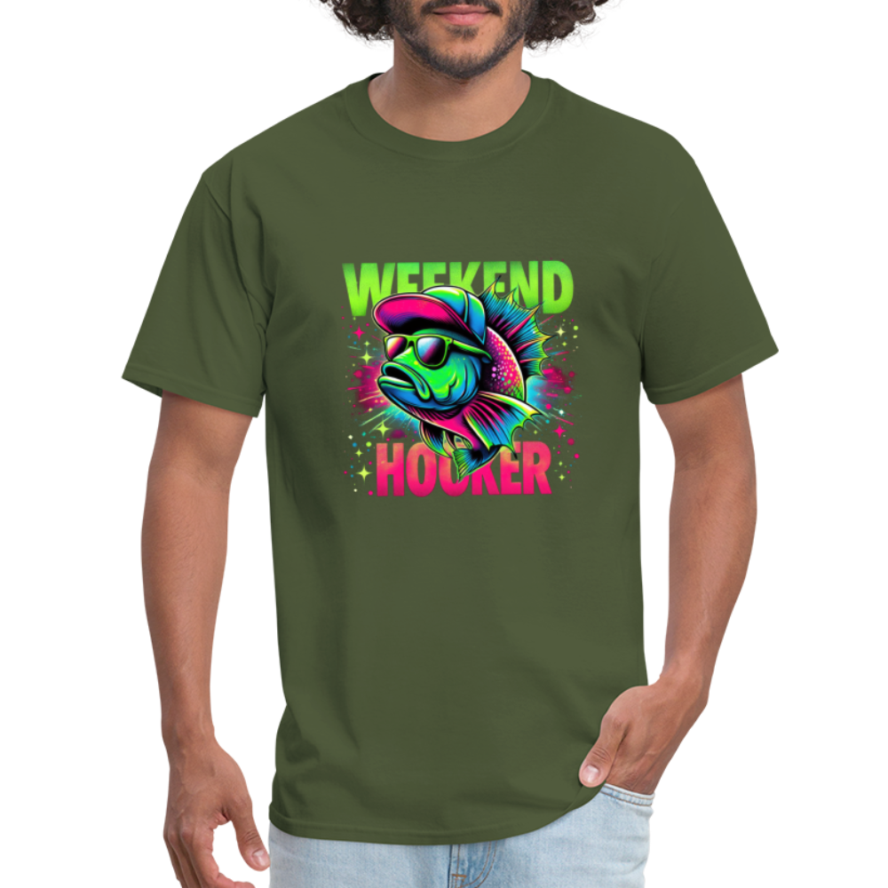 Weekend Hooker (Fishing) T-Shirt - Color: military green