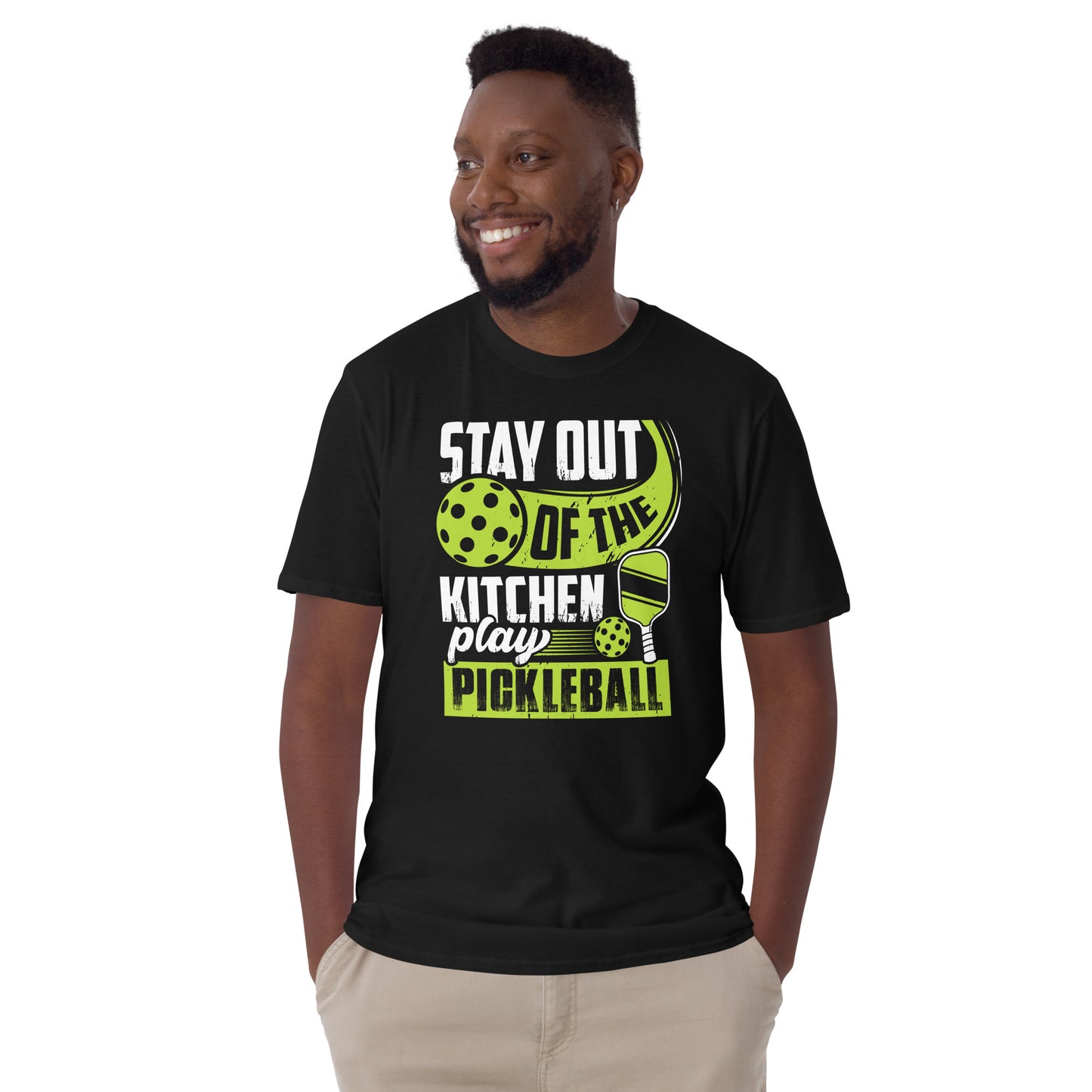 Stay Out Of The Kitchen Play Pickleball Graphic Tee - Color: Black