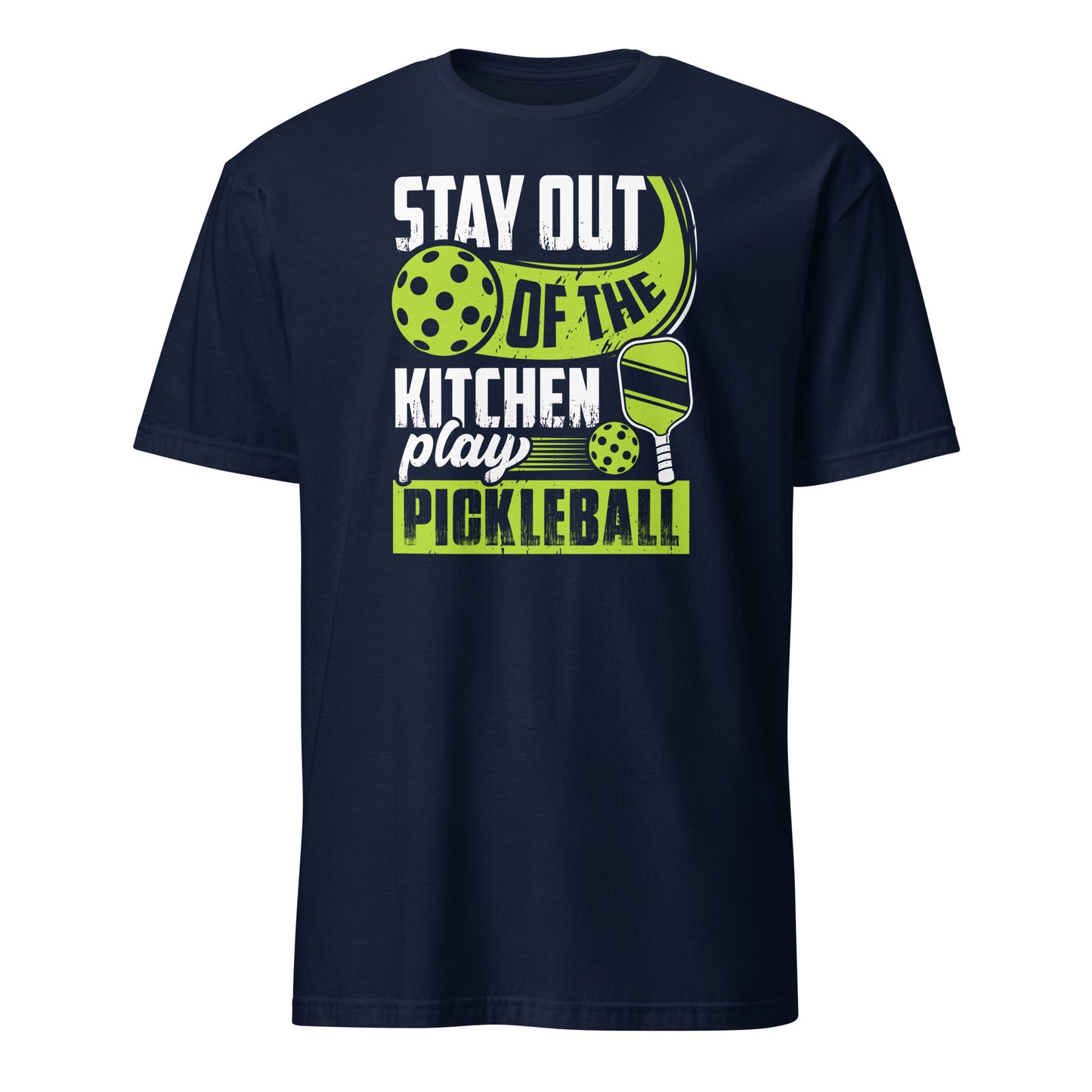 Stay Out Of The Kitchen Play Pickleball Graphic Tee - Color: Navy