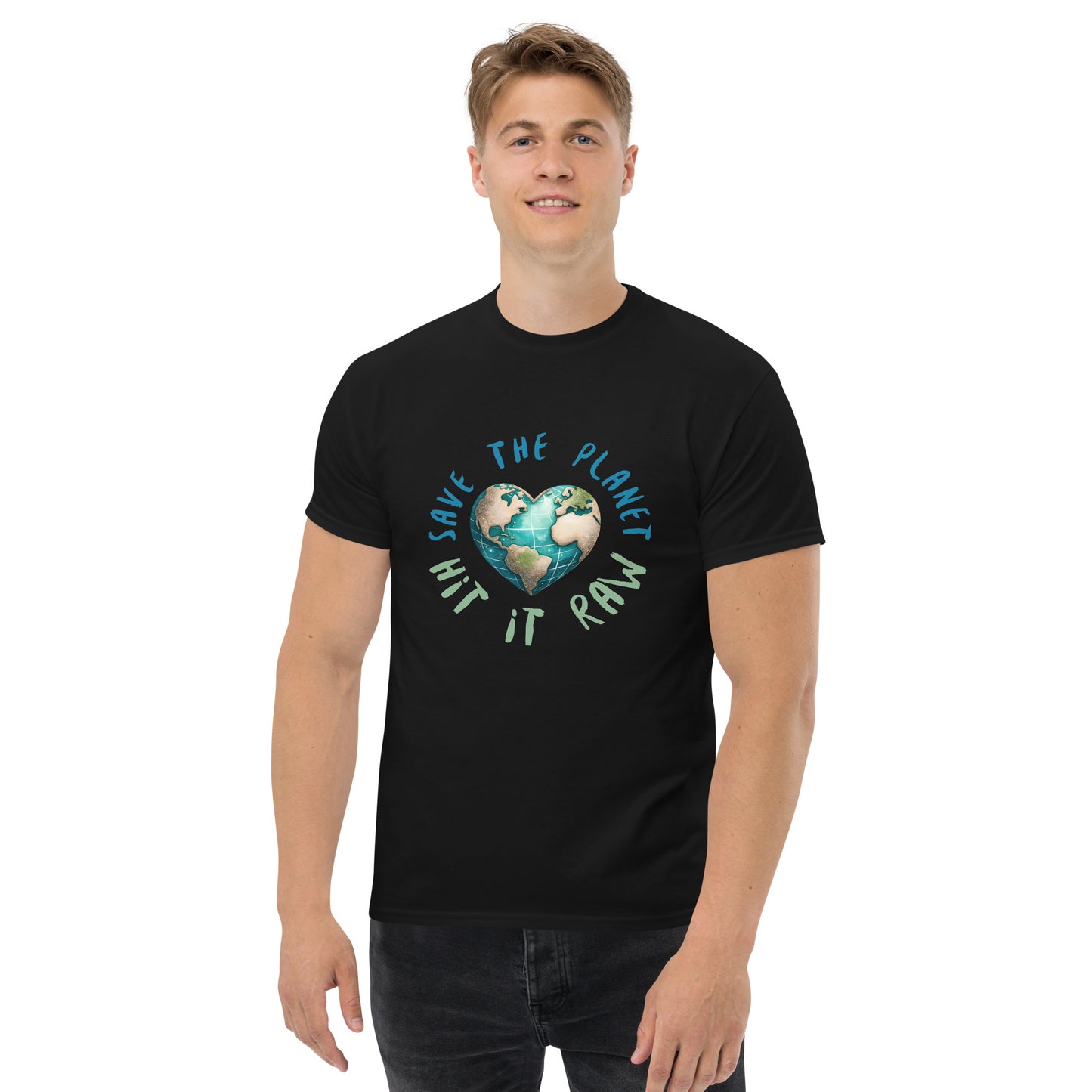 Save the Planet Hit it Raw T-Shirt - Color: Black
