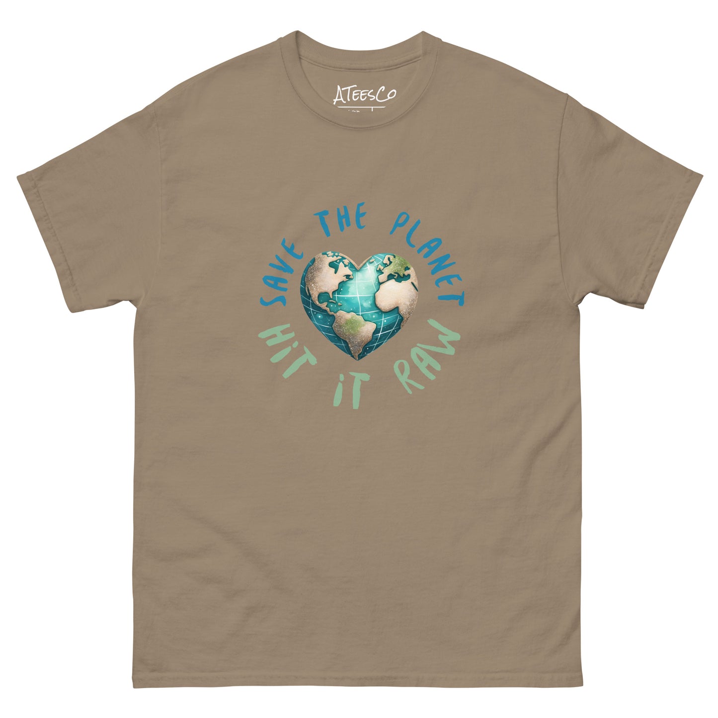 Save the Planet Hit it Raw T-Shirt - Color: Brown Savana