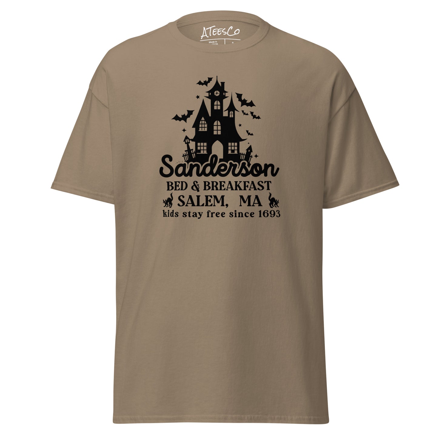 Sanderson Bed & Breakfast Salem MA (Halloween) T-Shirt - Color: Brown Savana