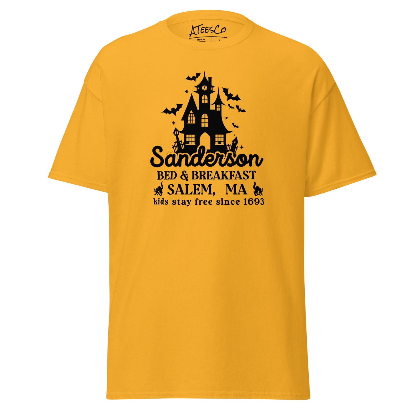 Sanderson Bed & Breakfast Salem MA (Halloween) T-Shirt - Color: Gold