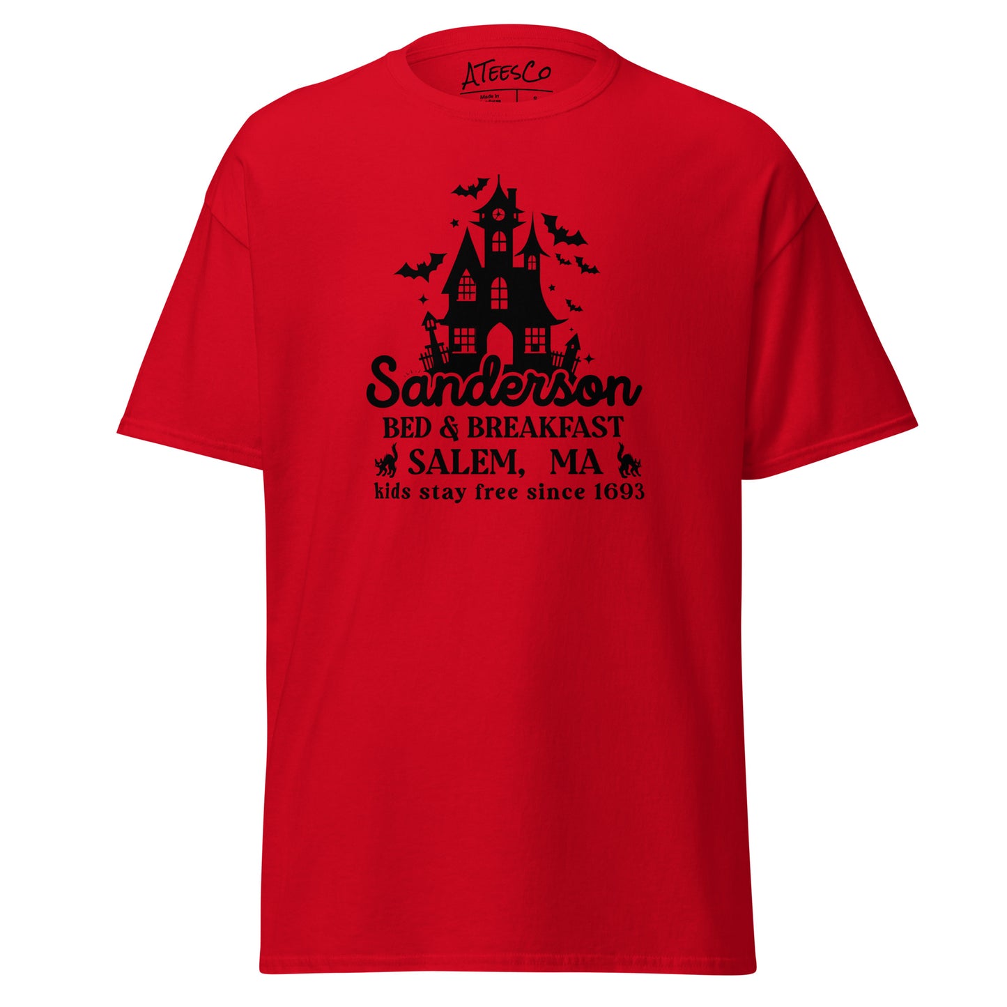 Sanderson Bed & Breakfast Salem MA (Halloween) T-Shirt - Color: Red