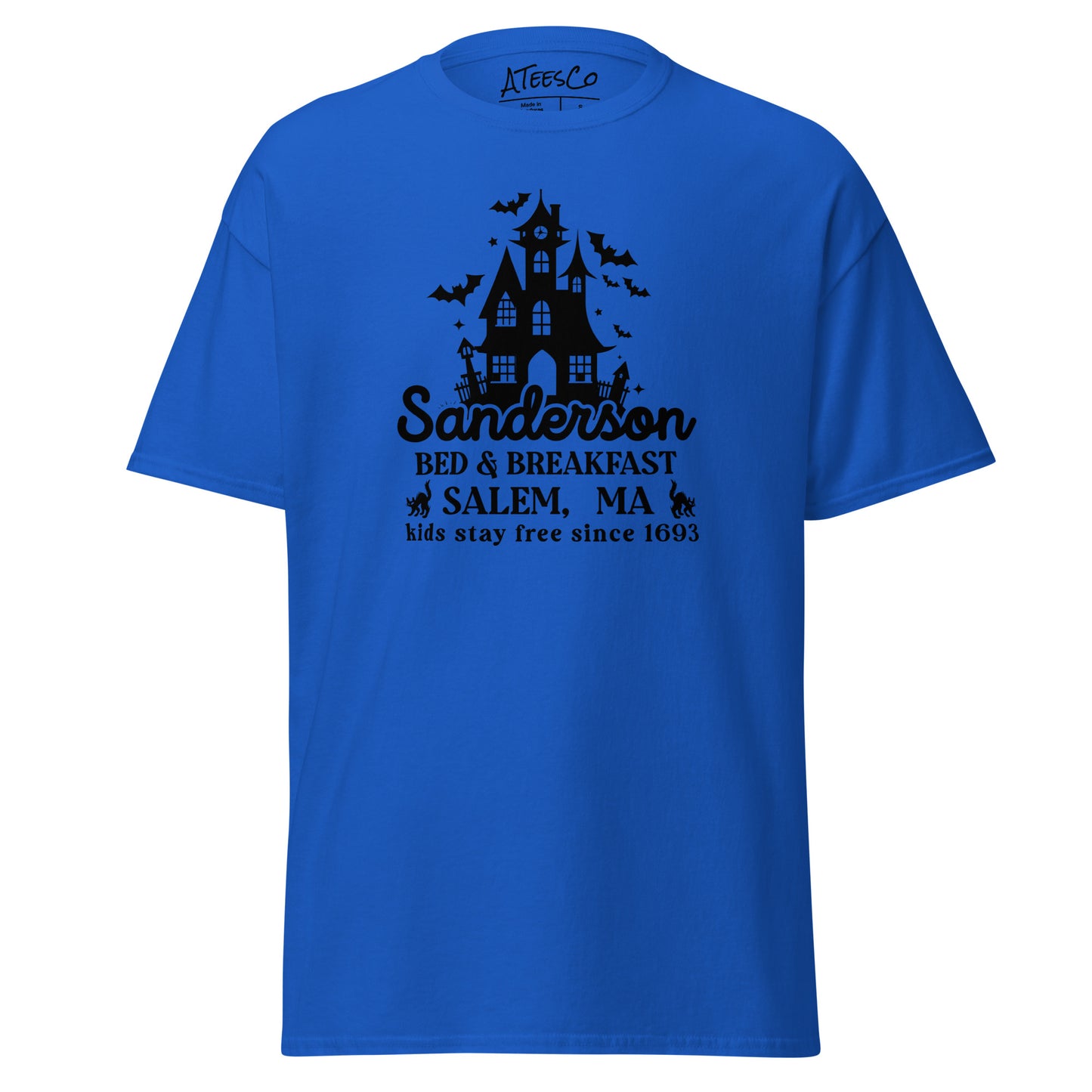 Sanderson Bed & Breakfast Salem MA (Halloween) T-Shirt - Color: Royal