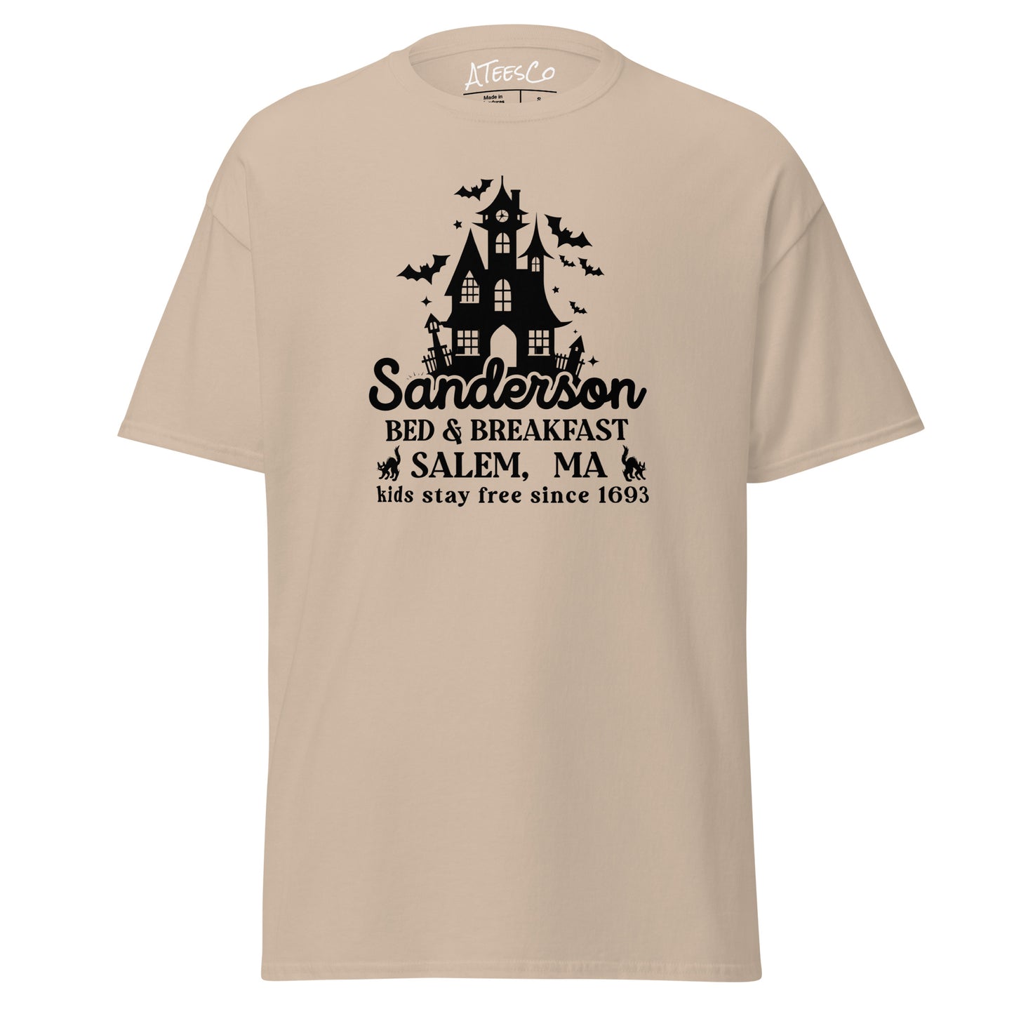 Sanderson Bed & Breakfast Salem MA (Halloween) T-Shirt - Color: Sand
