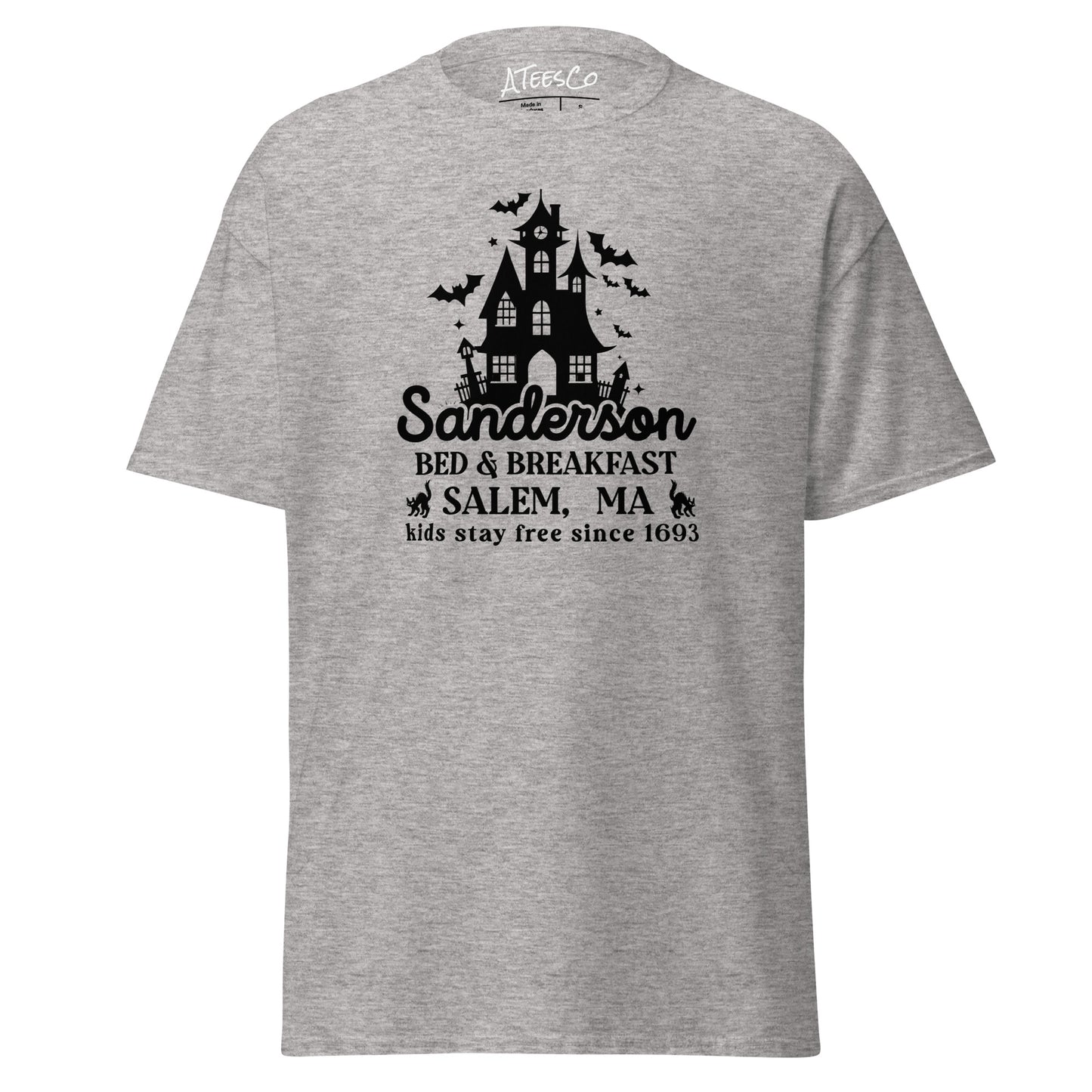 Sanderson Bed & Breakfast Salem MA (Halloween) T-Shirt - Color: Sport Grey