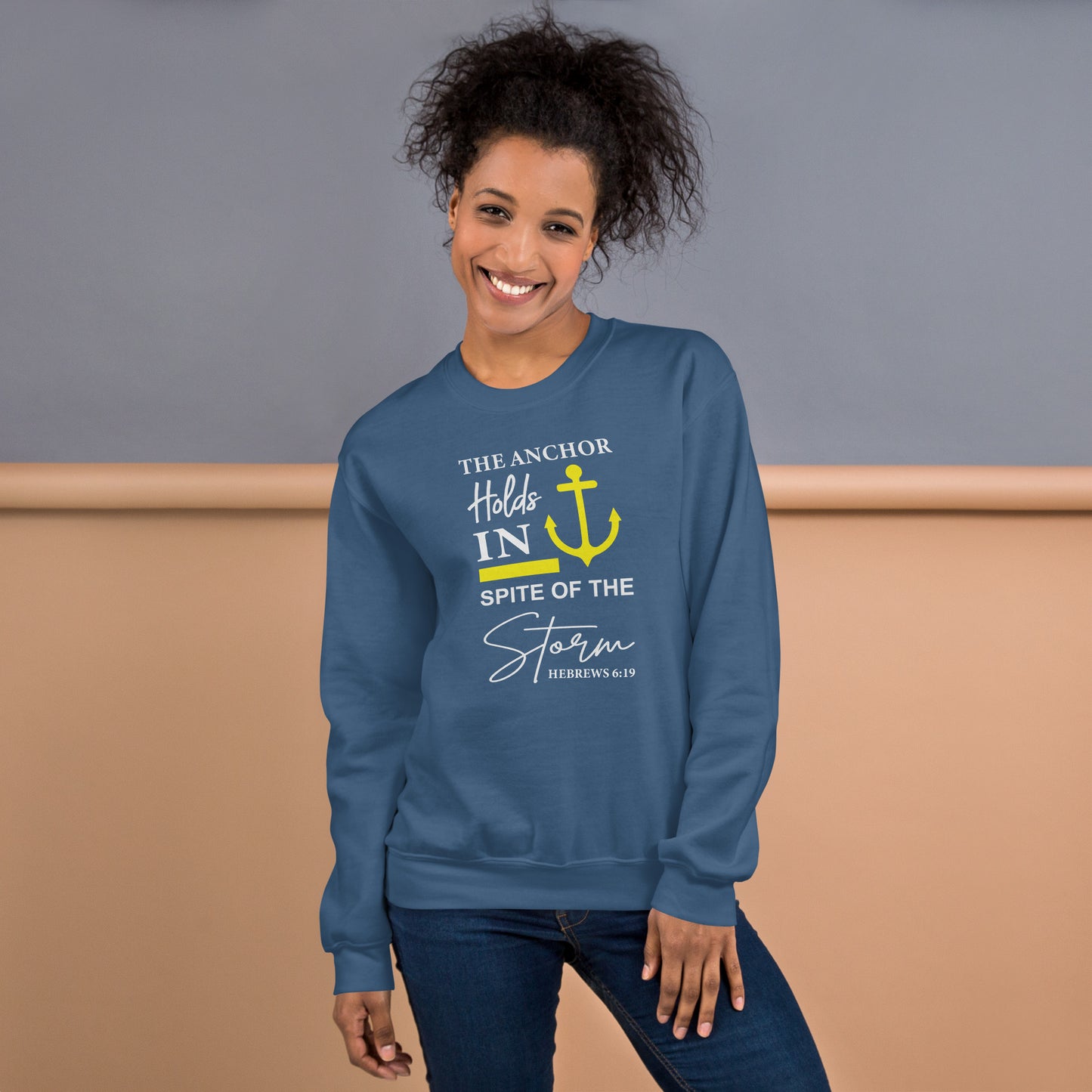 The Anchor Holds in Spite of the Storm (Hebrews 6:19) Sweatshirt - Color: Black