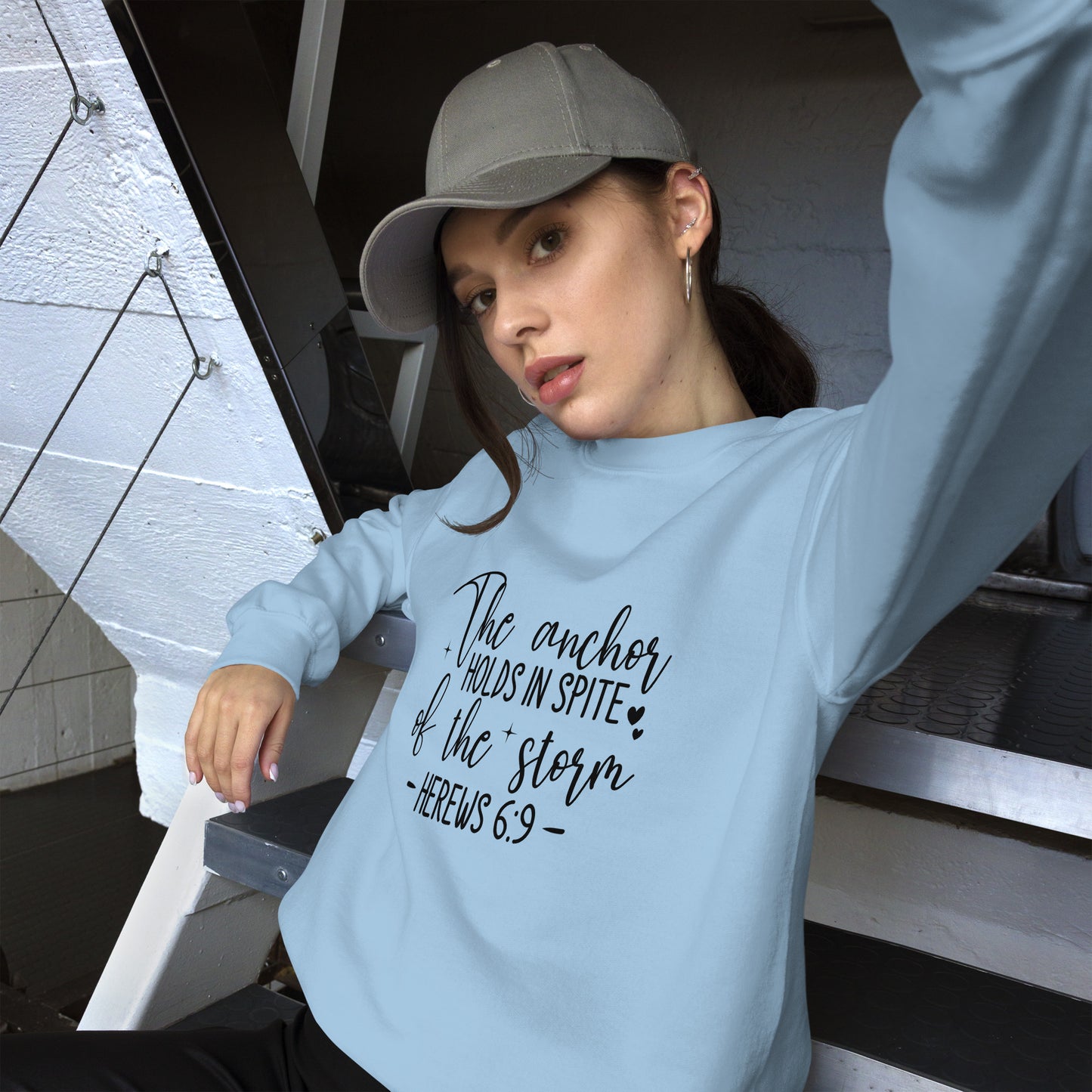 The Anchor Holds in Spit of the Storm (Hebrews 6:9) Sweatshirt - Color: Red