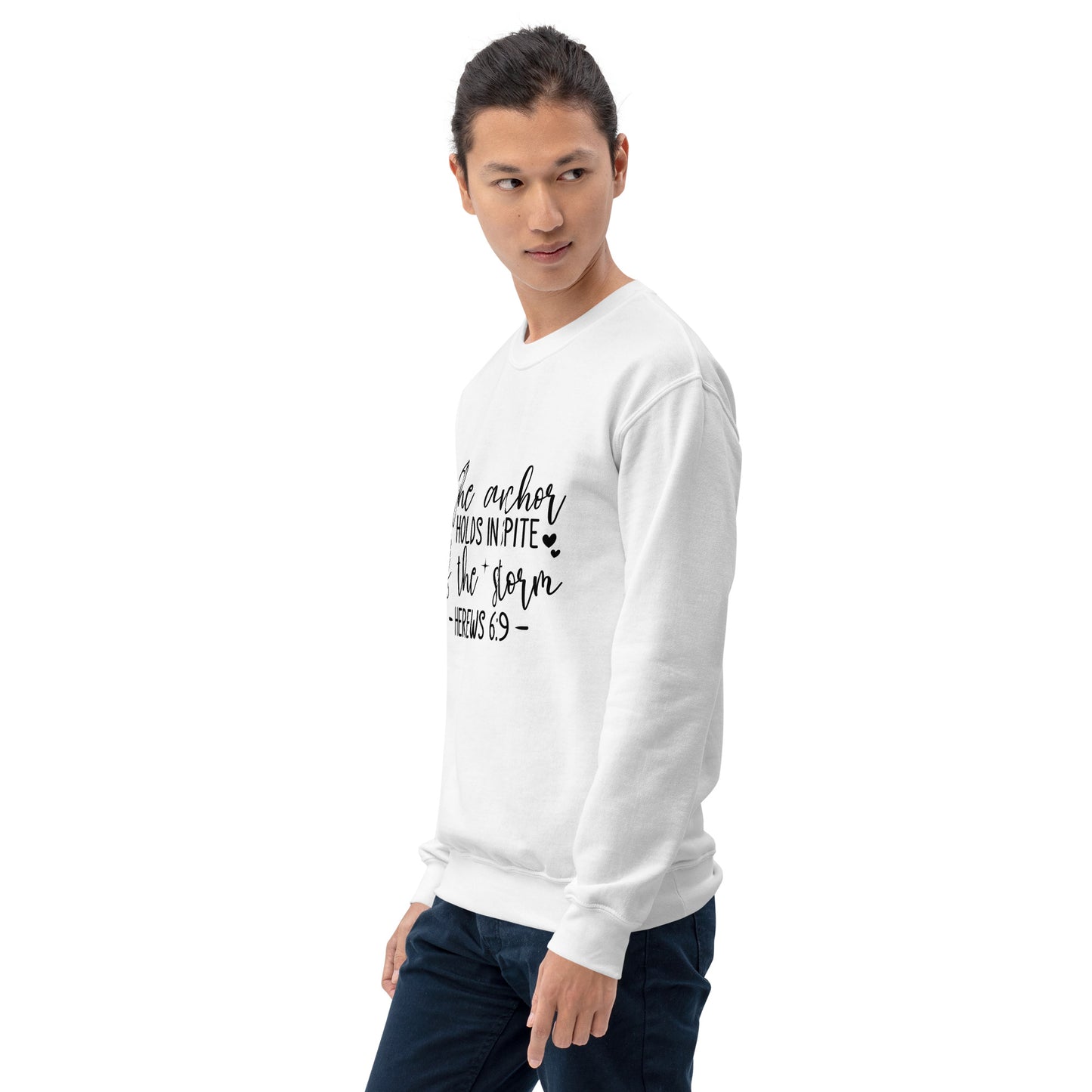 The Anchor Holds in Spit of the Storm (Hebrews 6:9) Sweatshirt - Color: Red