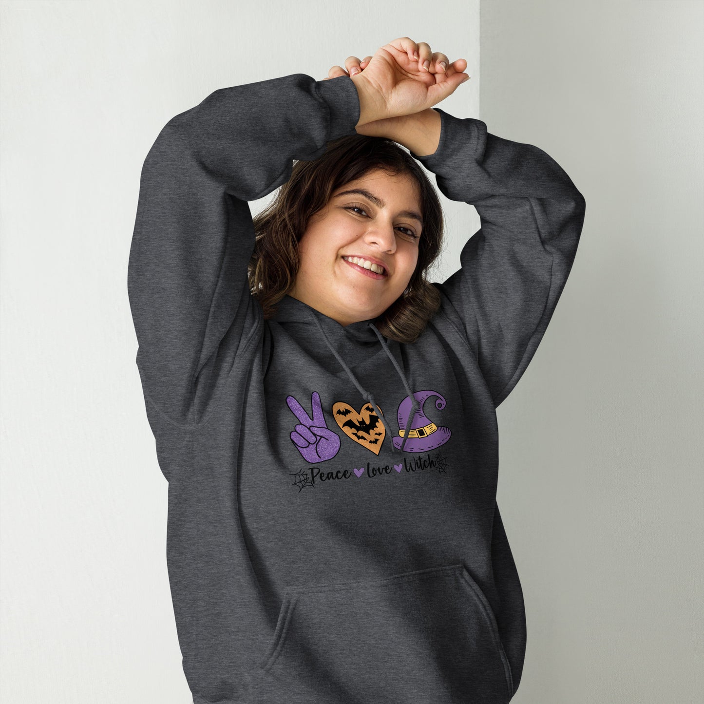 Peace Love Witch Hoodie (Halloween Witch) - Color: Red