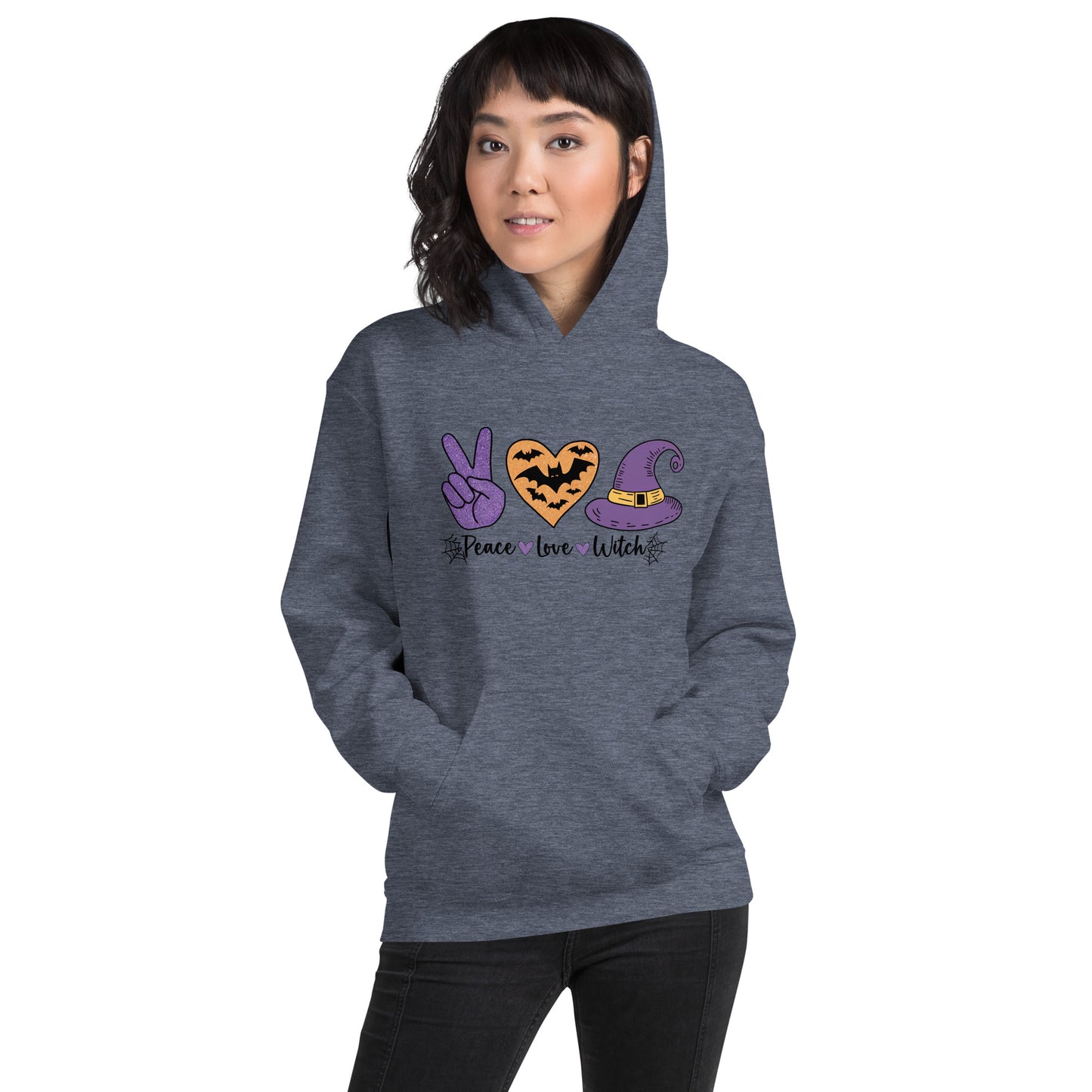 Peace Love Witch Hoodie (Halloween Witch) - Color: Red