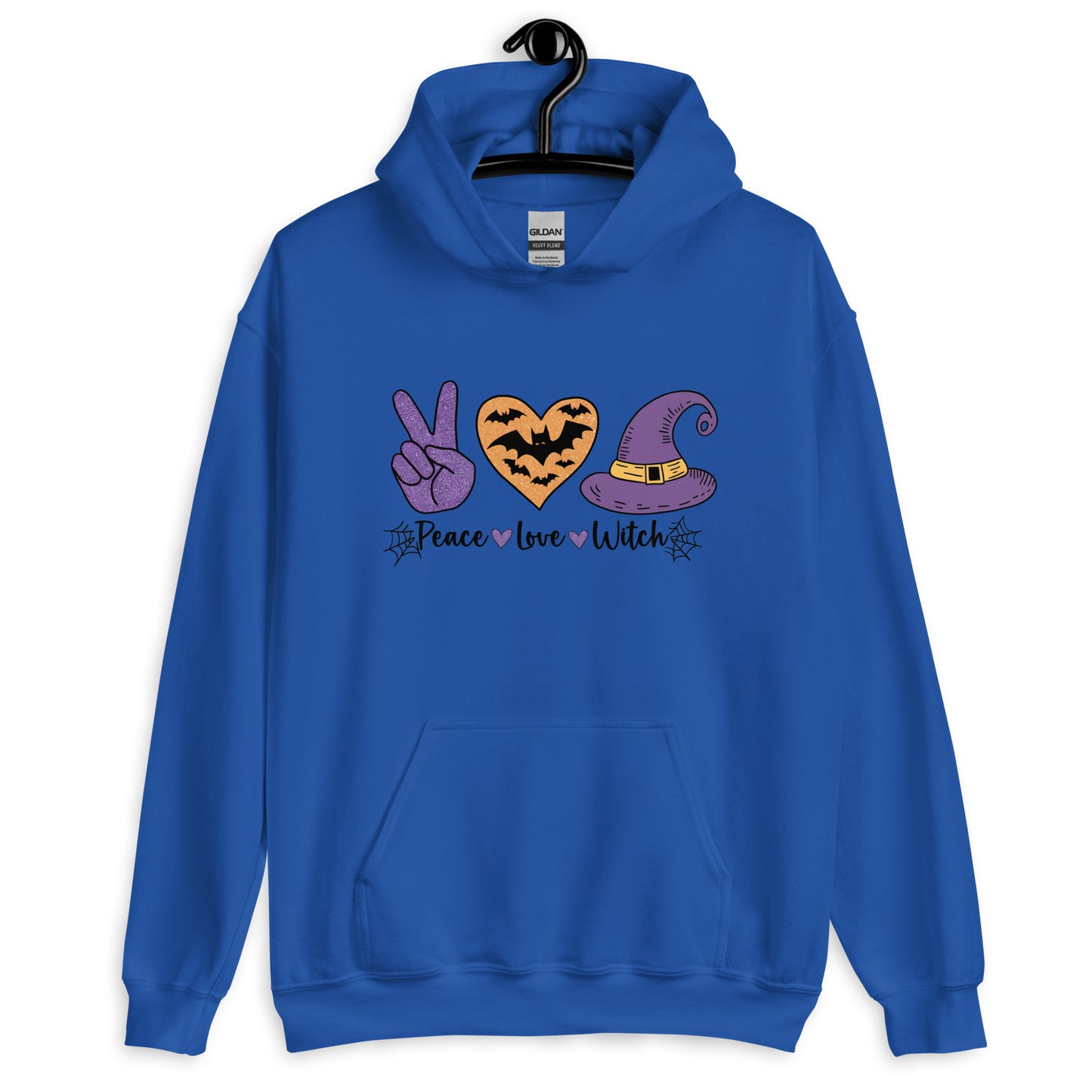 Peace Love Witch Hoodie (Halloween Witch) - Color: Royal