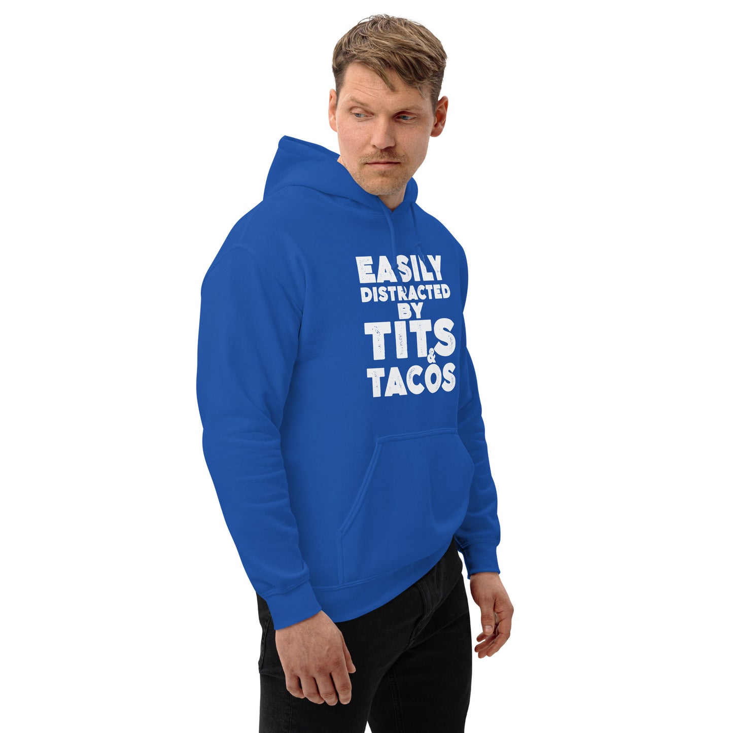 Easily Distracted by Tits and Tacos Hoodie - Color: Black