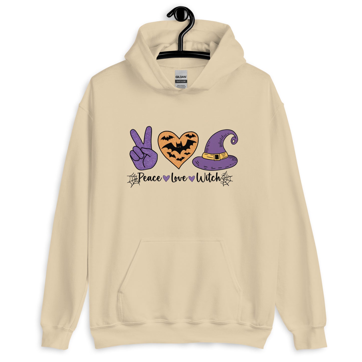 Peace Love Witch Hoodie (Halloween Witch) - Color: Sand