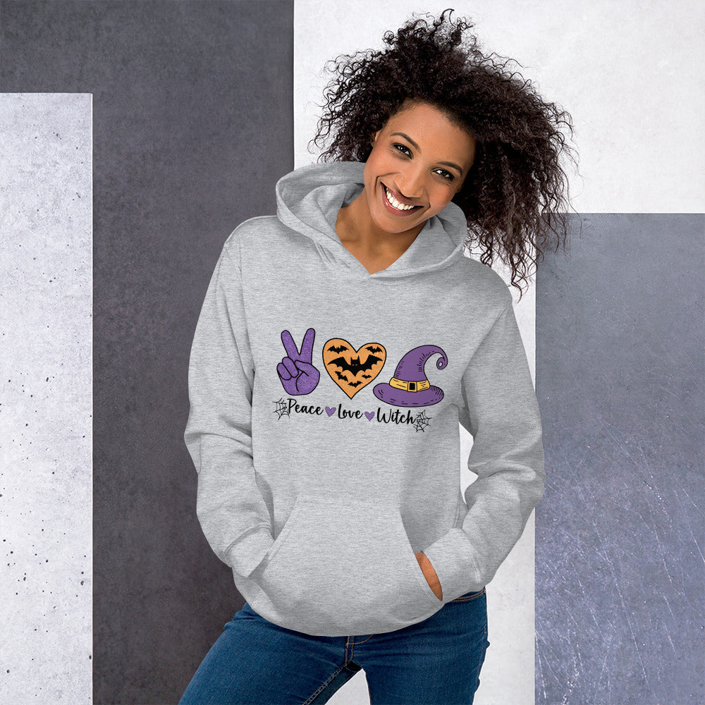 Peace Love Witch Hoodie (Halloween Witch) - Color: Red