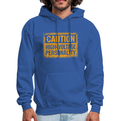 Caution High Voltage Personality Hoodie - royal blue