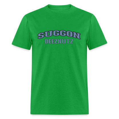 Suggon Deeznutz T-Shirt (in Blue Ball Colors - Funny Sexual Humor) Color: bright green