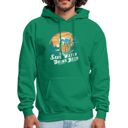 Men's Save Water Drink Beer (Funny Beer Drinking) Hoodie - Color: charcoal grey