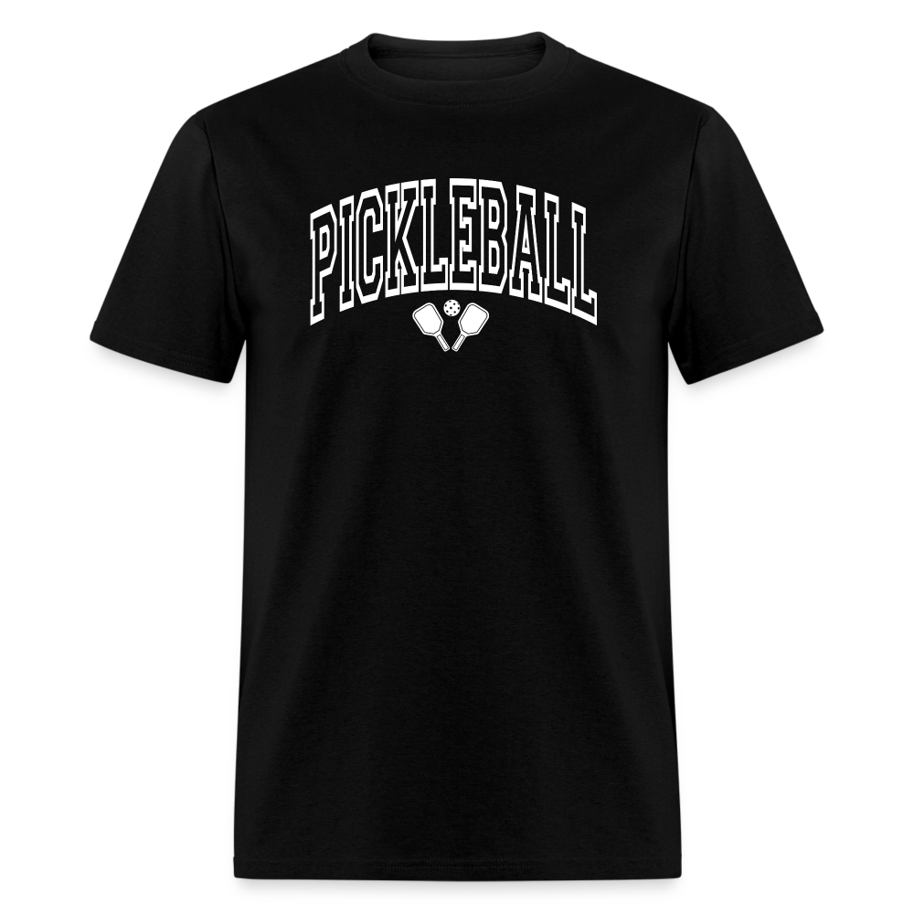 Pickleball T-Shirt (Arched White Letters) - black