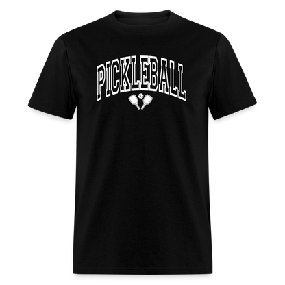 Pickleball T-Shirt (Arched White Letters) - black