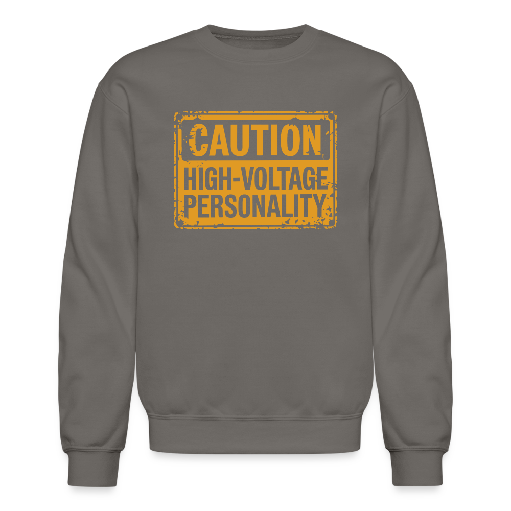 Caution High Voltage Personality Sweatshirt - asphalt gray