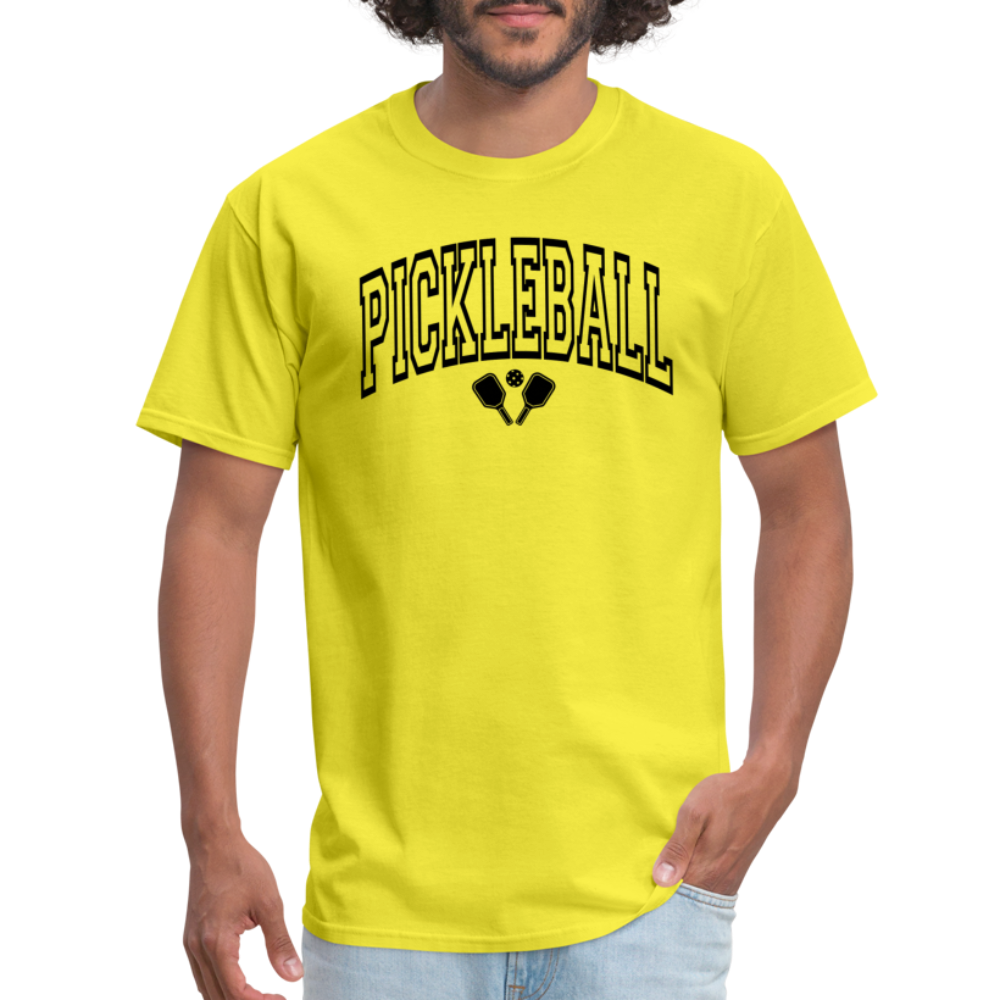 Pickleball T-Shirt (Arched Black Letters) - yellow