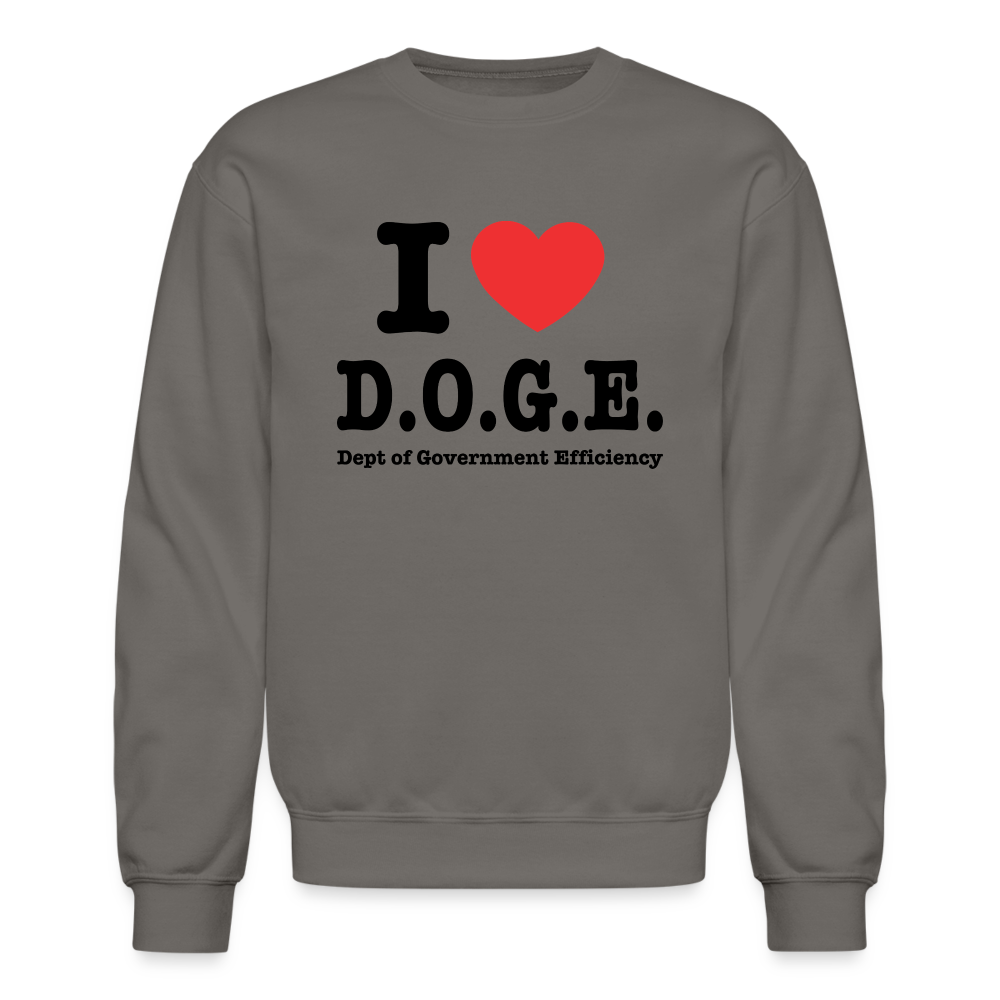 I Love D.O.G.E (I Heart Dept of Government Efficiency) Sweatshirt - asphalt gray