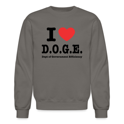 I Love D.O.G.E (I Heart Dept of Government Efficiency) Sweatshirt - asphalt gray