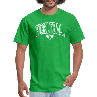 Pickleball T-Shirt (Arched White Letters) - bright green