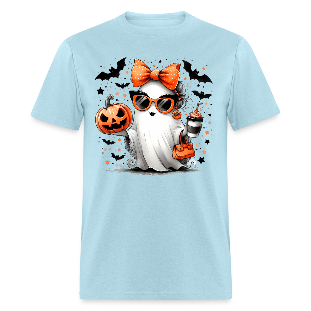 Cute Halloween Mom Ghost T-Shirt Color: powder blue