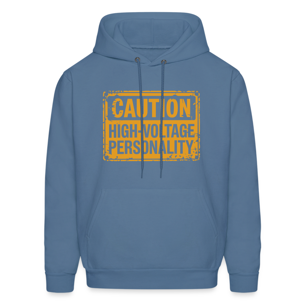 Caution High Voltage Personality Hoodie - denim blue