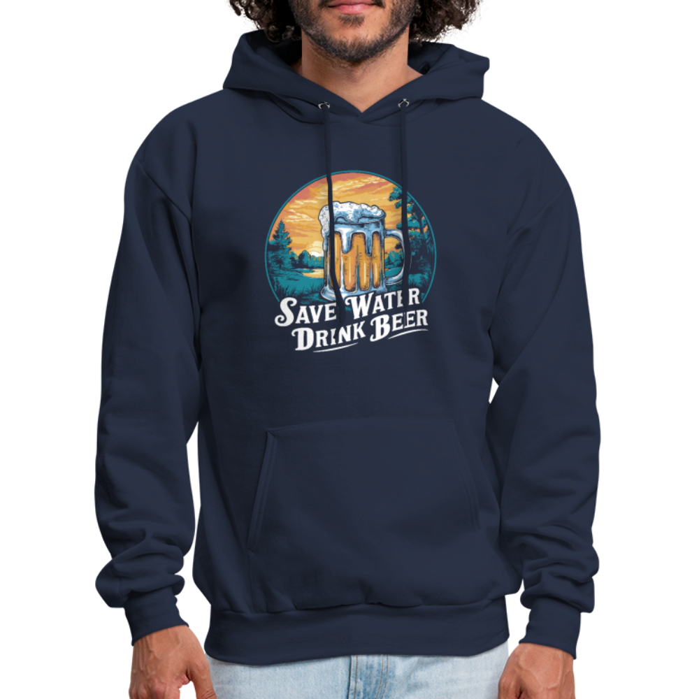 Men's Save Water Drink Beer (Funny Beer Drinking) Hoodie - Color: charcoal grey