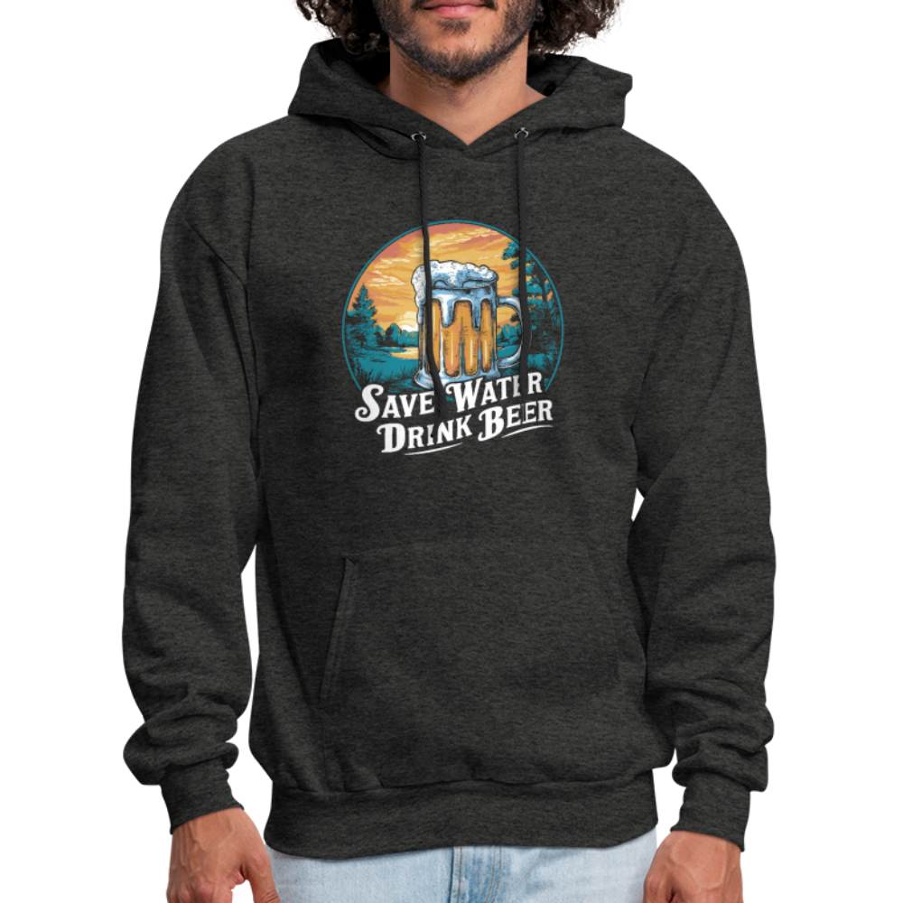 Men's Save Water Drink Beer (Funny Beer Drinking) Hoodie - Color: charcoal grey