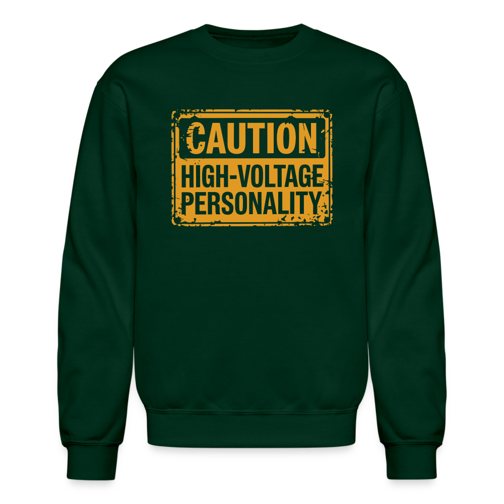 Caution High Voltage Personality Sweatshirt - forest green