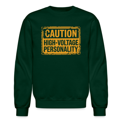 Caution High Voltage Personality Sweatshirt - forest green