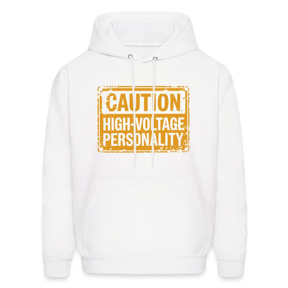 Caution High Voltage Personality Hoodie - white