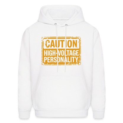 Caution High Voltage Personality Hoodie - white