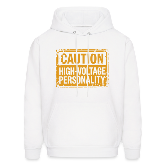 Caution High Voltage Personality Hoodie - Color: white