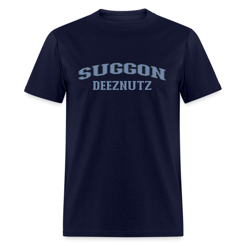 Suggon Deeznutz T-Shirt (in Blue Ball Colors - Funny Sexual Humor) Color: navy