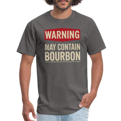 Warning May Contain Bourbon T-Shirt - charcoal