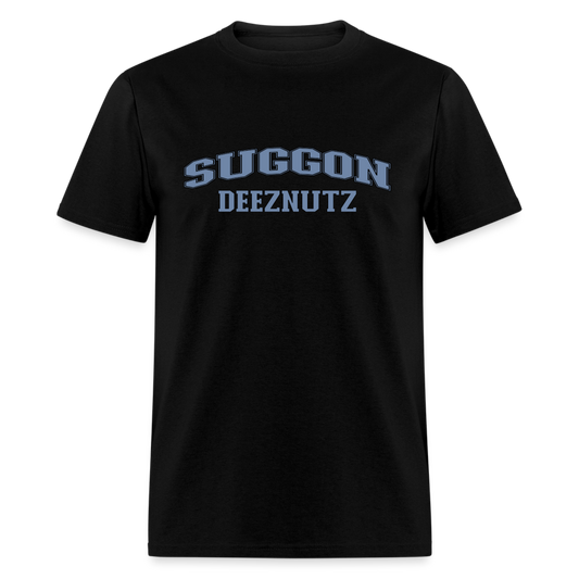 Suggon Deeznutz T-Shirt (in Blue Ball Colors - Funny Sexual Humor) - Color: black