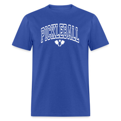 Pickleball T-Shirt (Arched White Letters) - royal blue