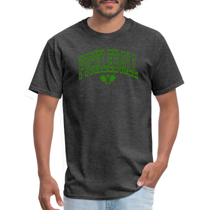 Pickleball T-Shirt (Arched Green Letters) - heather black